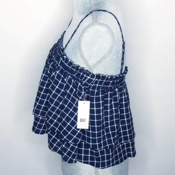 BP Crop Top Tiered Gingham Print Blue (Q39) - Picture 2 of 5
